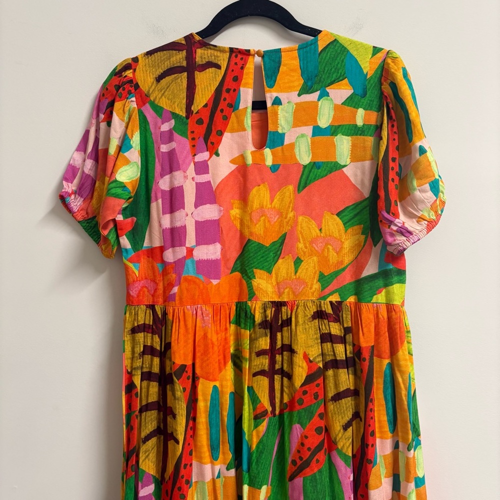 Briton Court Abstract Floral Puff Sleeve Midi Dress Size S‎ Small - Picture 7 of 8